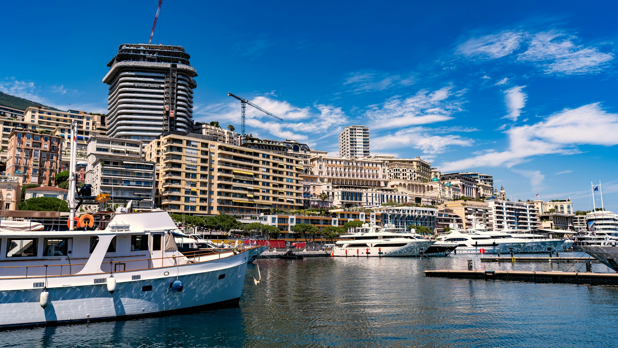 Monaco harbour with yachts and skyline